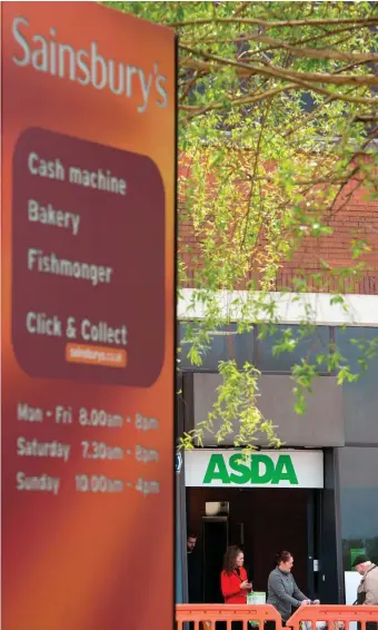  ??  ?? Sainsbury’s has agreed to buy Asda in a £7.3bn (€8.3bn) deal