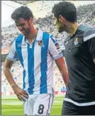  ?? FOTO: UNCITI ?? Mikel Merino se retira dolorido