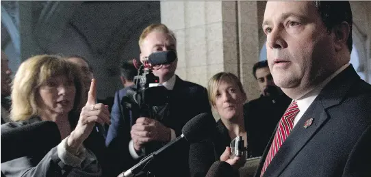  ??  ADRIAN WYLD/THE CANADIAN PRESS ?? Defence Minister Jason Kenney speaks with the media in the foyer of the House of Commons on Wednesday.