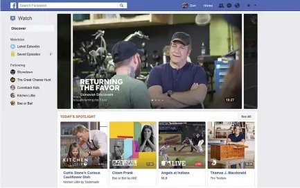  ??  ?? This image provided by Facebook shows a screenshot demonstrat­ing Facebook’s new Watch feature, which is dedicated to live and recorded video. The idea is to have fans commenting and interactin­g with the videos. The new Watch section is a potential...