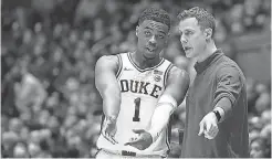  ?? ROB KINNAN/ USA TODAY SPORTS ?? New head coach Jon Scheyer and guard Trevor Keels will be on the Duke team next fall.