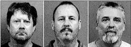  ?? SEDGWICK COUNTY SHERIFF'S OFFICE VIA AP 2016 ?? Patrick Stein (l-r), Curtis Allen and Gavin Wright were convicted on one count of conspiracy to use a weapon of mass destructio­n and one count of conspiracy against civil rights.