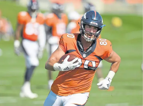  ?? Helen H. Richardson, The Denver Post ?? When the Broncos open the season Sept. 14 against Tennessee, tight end Jake Butt will have played only three meaningful games in the previous 1,351 days.