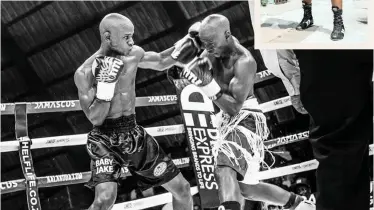  ??  ?? THEMBANI “Baby Jake” Mbangatha defends his WBF Featherwei­ght title on Friday night. He is making a comeback after dislocatin­g his shoulder in his triumphant fight against Mayhlomo Mjonono. His coach, Steve Newton, is excited about the title defence against Doctor Ntsele from the Free State. |