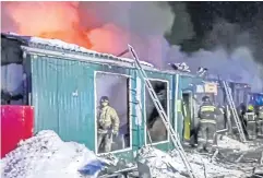  ?? AFP ?? This video grab shows Russia emergency services battling a fire in a private nursing home in the Siberian city of Kemerovo.