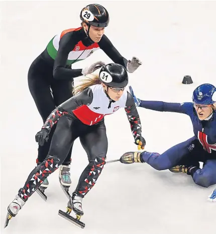  ?? Picture: Getty. ?? Elise Christie’s crashes in the 1,000m. She has now set her sights on the next Winter Olympics.