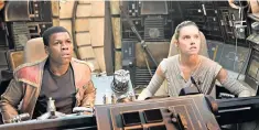  ??  ?? In control: Daisy Ridley (main picture) in The Last Jedi. Above, with John Boyega