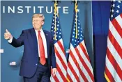  ?? ?? Former US president Donald Trump was speaking at an America First Policy Institute summit in Washington, DC