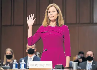  ?? PATRICK SEMANSKY THE ASSOCIATED PRESS ?? Supreme Court nominee Amy Coney Barrett was both patient and prickly during her senate confirmati­on hearings.