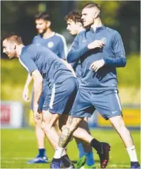  ?? Reuters ?? Inter Milan’s players take part in a training session at the Appiano Gentile on the eve of their Champions League match on Tuesday.