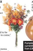  ??  ?? Autumn bouquet, currently reduced to £59.50 from £85, Laura Ashley Pumpkin serving dish, currently reduced to £31.50 from £45, Laura Ashley