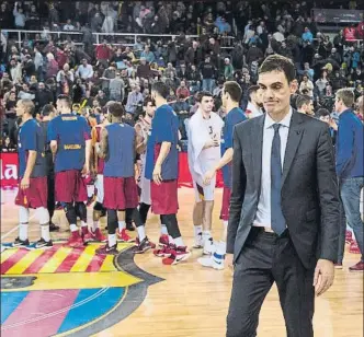  ?? FOTO: PERE PUNTÍ ?? Georgios Bartzokas, después de una derrota del Barça en un partido en el Palau Blaugrana