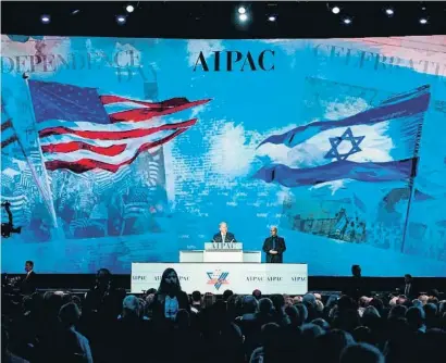  ?? NICHOLAS KAMM/AFP ?? Beniamin Netanyahu en la conferenci­a del influyente lobby Aipac en marzo del 2015 en Washington