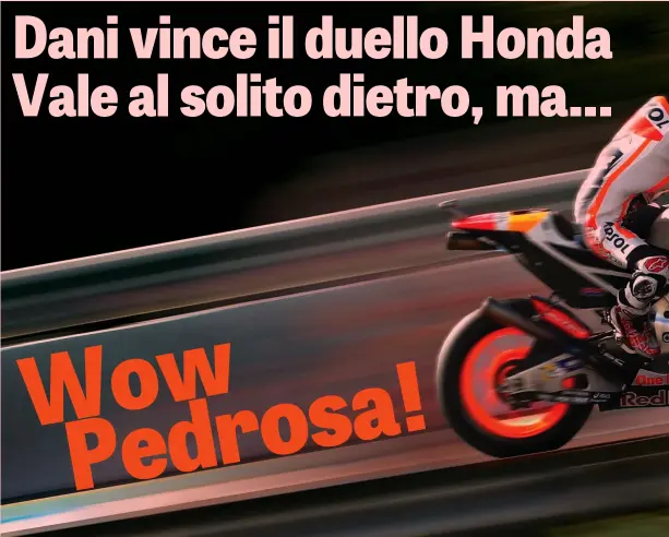  ??  ?? Ci ha provato, Marc Marquez, a fregarli. Con Valentino Rossi gli è andata bene, con Dani Pedrosa no. Finale infuocato e giocato sull’astuzia, quello che ha deciso la qualifica del GP di Spagna, gran prologo del GP numero 3000 della storia, con Marc a...