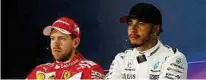  ?? GEPA ?? Sebastian Vettel und Lewis Hamilton sind auch heute in Bahrain Favoriten