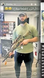  ?? ?? ‘DANGEROUS’: Socialmedi­a posts appear to show Jordanian national Sohaib Abuayyash holding and firing guns in Texas, in violation of the terms of his visa. The FBI said it arrested him on weaponspos­session charges after uncovering his planned attack on Jews in Houston.