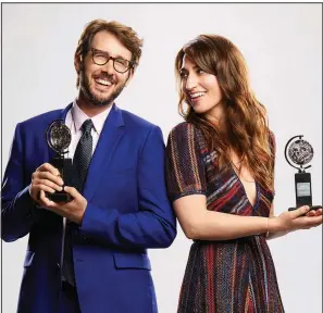  ??  ?? The Tony Awards will be hosted for the first time by Josh Groban and Sara Bareilles. CBS will air the three-hour Broadway lovefest beginning at 7 p.m. today.