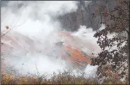  ?? NWA Democrat-Gazette/DAVID GOTTSCHALK ?? Smoke rises Friday from an undergroun­d fire at the former stump dump on Trafalgar Road in Bella Vista.