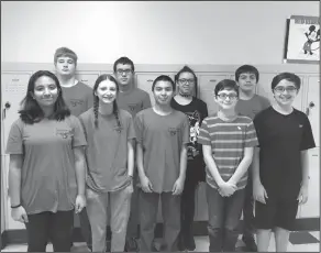  ??  ?? Robotics: Barton’s robotics teams, coached by Jill Humphreys, finished sixth and 17th in a competitio­n.They are, front row, from left, Sophie Ruiz, Sarah Beeman, Salvador Garza, Gabe Rosson and Eric Jennings and back row, Honor Cotton, Zachary...