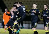  ??  ?? Jackson Longridge celebrates his late equaliser