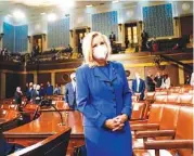  ?? MELINA MARA/THE WASHINGTON POST VIA AP, POOL ?? U.S. Rep. Liz Cheney, R-Wyo., arrives ahead of President Joe Biden speaking to a joint session of Congress on April 28 in the House Chamber at the U.S. Capitol in Washington.