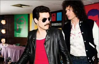  ?? ALEX BAILEY/TWENTI ETH CENTURY FOX VIA AP ?? This image released by Twentieth Century Fox shows Rami Malek, left, and Gwilym Lee in a scene from "Bohemian Rhapsody."