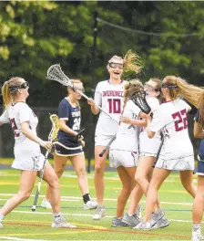  ?? PAUL W. GILLESPIE/CAPITAL GAZETTE ?? Broadneck celebrates Sam Lavorini’s goal in the first half, the first of many that led Broadneck to a 14-6 win over Severna Park, the defending state champions.