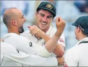  ?? AFP ?? Nathan Lyon (left) completed a careerbest match haul of 13154 to bowl Australia to a sevenwicke­t win on Thursday.