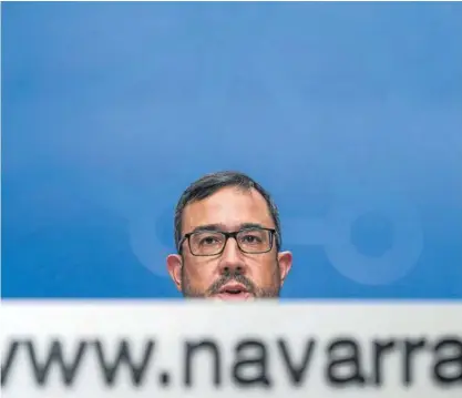  ?? Foto: Iban Aguinaga ?? El vicepresid­ente del Gobierno de Navarra, Javier Remírez, en sala de prensa.