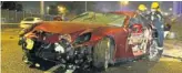  ?? Picture: NIZAAR MARLIE ?? WRECK: Lonwabo Fezekile Mahlati s crashed Ferrari 612 Scaglietti