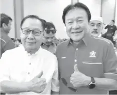  ??  ?? Bobbey (right) and Dr Jeffrey prior to the launch of Sabah Bersatu.