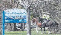  ?? RICHARD LAUTENS TORONTO STAR FILE PHOTO ?? A video posted on Twitter by a CTV reporter showed a man interrupti­ng a woman being interviewe­d on camera by kissing her on the lips. He allegedly met the woman a few minutes prior while she was walking her dog in Trinity Bellwoods Park.