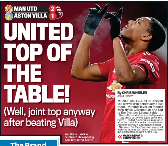  ?? REUTERS ?? Martial art: striker celebrates his opening goal for United