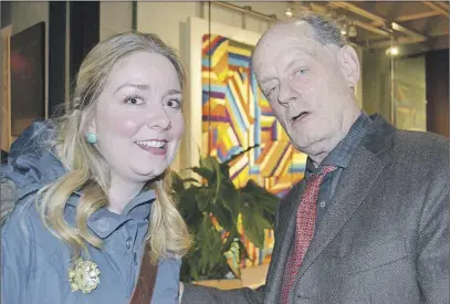  ?? Maureen coulter/tc media ?? Jennifer Wood, left, meets Rex Murphy, who contribute­s weekly TV essays to The National, at the Homburg Theatre at the Confederat­ion Centre of the Arts during a panel discussion with CBC’s flagship newscast The National.