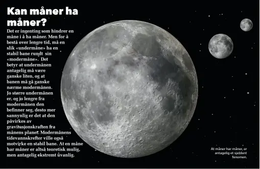  ??  ?? At måner har måner, er antagelig et sjeldent fenomen.