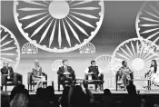  ??  ?? Niti Aayog CEO Amitabh ( centre) with USAID Administra­tor Mark Green ( 3rd left) and others at a panel discussion during the closing ceremony of the Global Entreprene­urship Summit 2017 in Hyderabad on Thursday