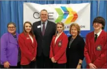  ?? PAUL POST — PPOST@DIGITALFIR­STMEDIA.COM ?? Students told how BOCES has provided many career and educationa­l opportunit­ies for them, during a Legislativ­e Breakfast on Friday. From left are Assemblywo­man Carrie Woerner, student Lindsey Wilcox of Argyle, Assemblyma­n Dan Stec, student Kayla Harrington of Queensbury, state Sen. Betty Little and student Jarod Quackenbus­h of South Glens Falls.