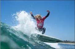  ?? ?? Lucas Senkbeil-Cassity of San Juan Capistrano won both the Under 14and Under 16national titles during the USA Surfing Championsh­ips on Saturday.