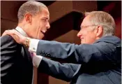  ?? — FILE PHOTO ?? Former US President Barack Obama greets former US Senate Majority Leader Harry Reid at a fundraiser in Las Vegas, Nevada.