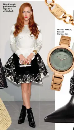  ??  ?? Riley Keough gives modern edge to a girlish look Watch, RM528, French Connection