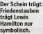  ?? ?? Der Schein trügt: Friedensta­uben trägt Lewis Hamilton nur symbolisch.