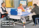  ??  ?? WORRY Nick at Oliver’s hospital bed