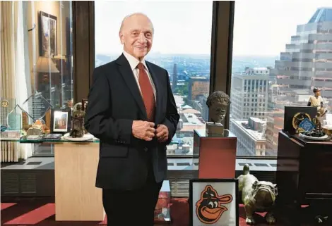  ?? KENNETH K. LAM/STAFF ?? Orioles owner Peter Angelos in his law office in 2016. Angelos died Saturday at age 94.