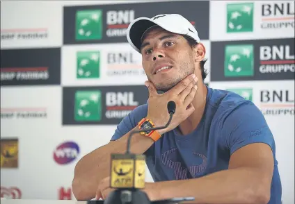  ?? FOTO: GETTY ?? Rafa Nadal, en su rueda de prensa en Roma, donde suma siete títulos y ha perdido los tres últimos años en cuartos de final