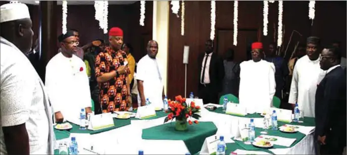  ??  ?? South-east and South-south governors at the meting in Enugu