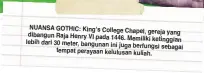  ??  ?? NUANSA GOTHIC: King’s College
Chapel, gereja yang dibangun Raja Henry VI pada 1446.
Memiliki ketinggian lebih dari 30 meter, bangunan ini juga
berfungsi sebagai tempat perayaan kelulusan kuliah.
punting