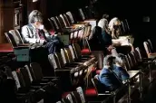  ?? Kin Man Hui / Staff file photo ?? Visitors are seated while spaced apart in the gallery of the Texas House in January.