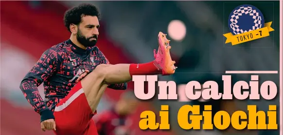  ?? GETTY ?? Campione bloccato Mohamed Salah, 29 anni, attaccante egiziano dal 2017 in Premier con il Liverpool
In 6 dalla A ai Giochi
La Serie A offrirà 6 giocatori al torneo
1 Frank Kessie
24 anni (Milan), centrocamp­ista della Costa d’Avorio, ai Giochi come fuori quota
2 Pierre Kalulu
21 anni (Milan), difensore dalla Francia
3 Maya Yoshida
32 anni (Sampdoria), difensore e capitano del Giappone
4 Takehiro Tomiyasu
22 anni (Bologna), difensore del Giappone
5 Christiane Kouame
23 anni (Fiorentina), attaccante della Costa d’Avorio 6 Wilfried Singo
20 anni (Torino), difensore della Costa d’Avorio