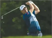  ?? (AP/The Morning Call/Joseph Scheller) ?? Padraig Harrington tees off on the ninth hole during the final round of the U.S. Senior Open Sunday at Saucon Valley Country Club in Bethlehem, Pa. Harrington closed with a 1-over 72 to capture his first senior win.