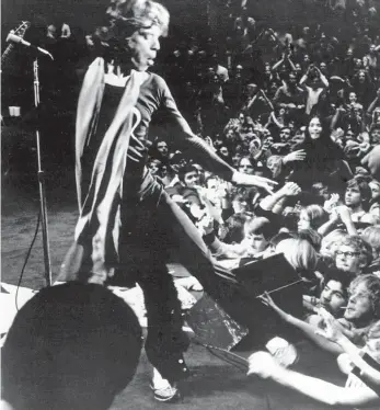  ?? Hollywood Archive / Alamy (above) and James Nguyen (below) Picturelux / The ?? Mick Jagger performing in the 1970 film Gimme Shelter, and Tina Havelock Stevens (below).